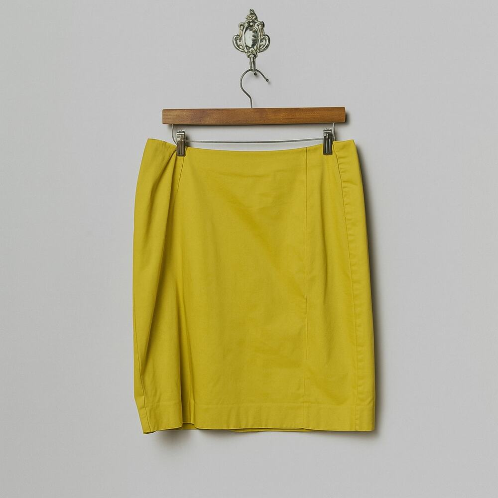 Evan-Picone 12 Stretch Pencil Skirt Neon Lime Yellow Y2K Retro Chic Career